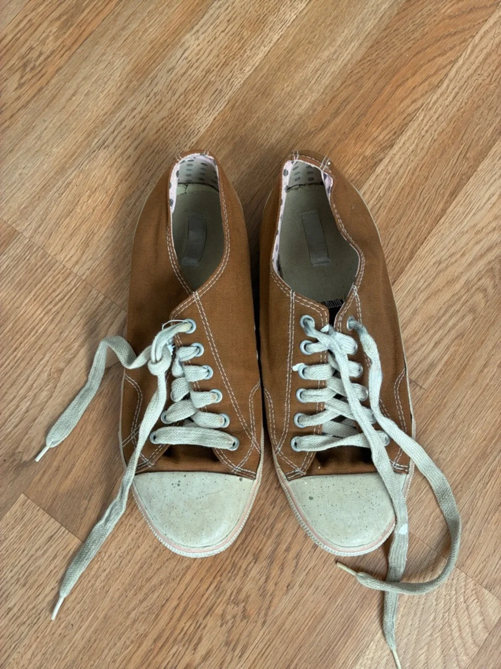 Canvas Lace-Up Sneakers - Brown